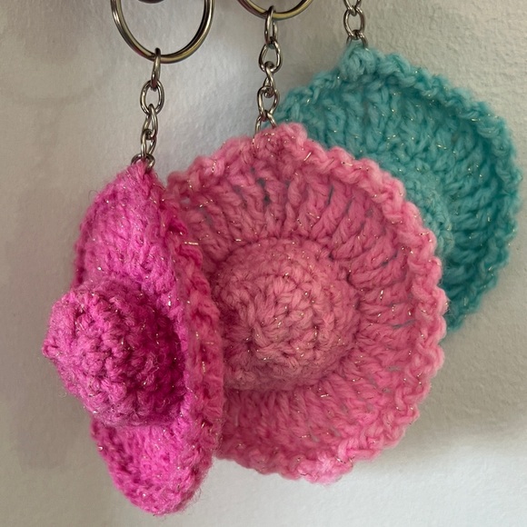 Handmade Crochet Hat Keychains - Pink - Picture 3 of 7